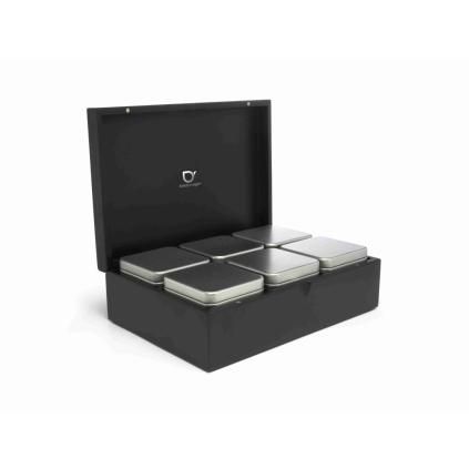 Organizator za čaj u rinfuzi, 6 limenki, crna, Bredemeijer
