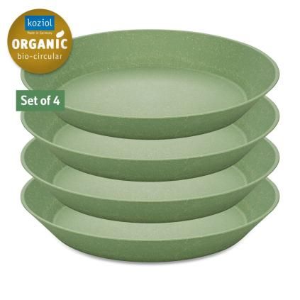 Plastični duboki tanjur CONNECT, set od 4 kom, 24 cm, prirodno lisnato zelena, Koziol