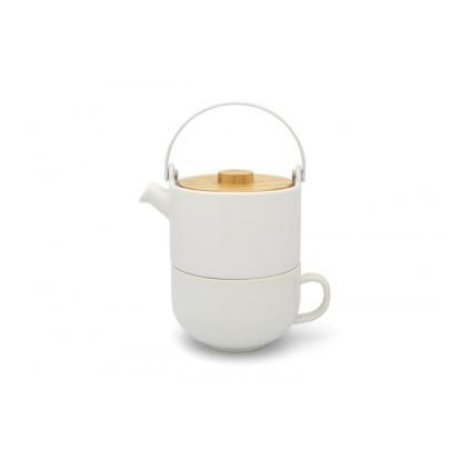 Čajnik UMEA TEA FOR ONE, 500 ml, sa čajnom šalicom, bijela, Bredemeijer