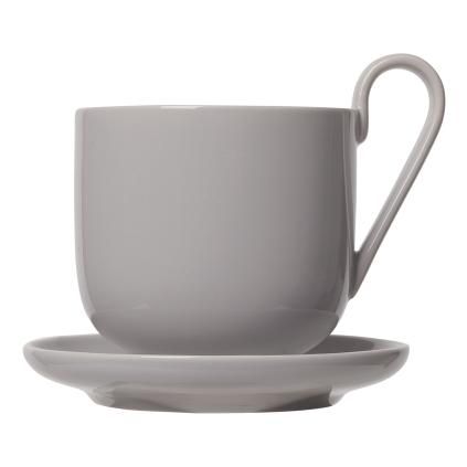 Šalica za kavu s tanjurićem RO, set od 2 kom, 290 ml, siva, Blomus