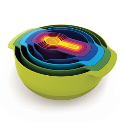 Kuhinjska zdjela MULTI-COLOUR NEST™ 9 PLUS , set od 9 kom, slagive, s mjericom, u boji, Joseph Jose