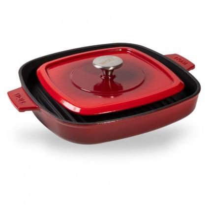 Grill tava IND, 28 cm, s poklopcem, crvena, željezo, Woll