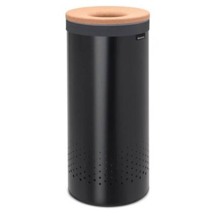 Korpa za rublje, 35 l, s poklopcem od pluta, crna, Brabantia