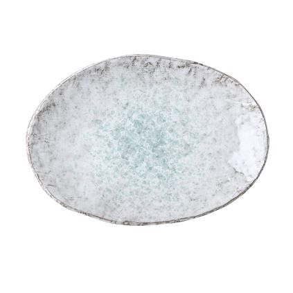 Desertni tanjur AQUA SPLASH, 24 x 17 cm, nepravilan oblik, plava, kamenina, MIJ