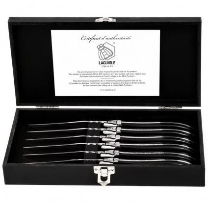Set noževa za odreske LUXURY, 6 kom, crna, ručka od ebanovine, Laguiole