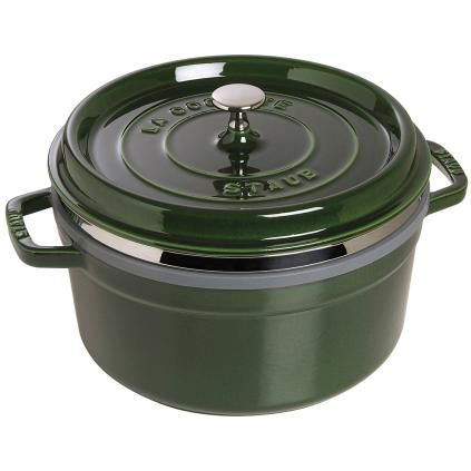 Casserole lonac COCOTTE, 26 cm, s umetkom za paru, bosiljak, lijevano željezo, Staub