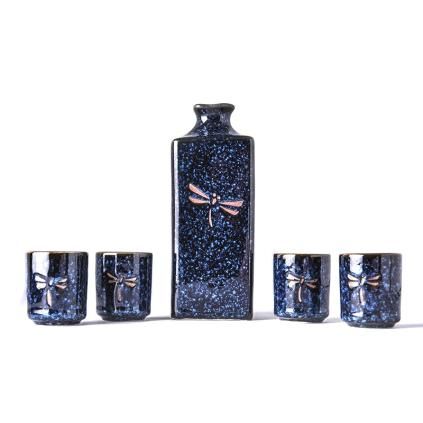 Sake set DRAGONFLY, 5 kom, plava, MIJ