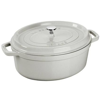Casserole lonac COCOTTE, 23 cm, ovalni, bijela, lijevano željezo, Staub
