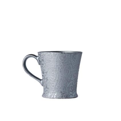 Velika šalica BLACK SCROLL 200 ml, srebrna, keramika, MIJ