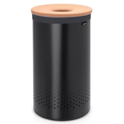 Korpa za rublje, 60 l, s poklopcem od pluta, crna, Brabantia
