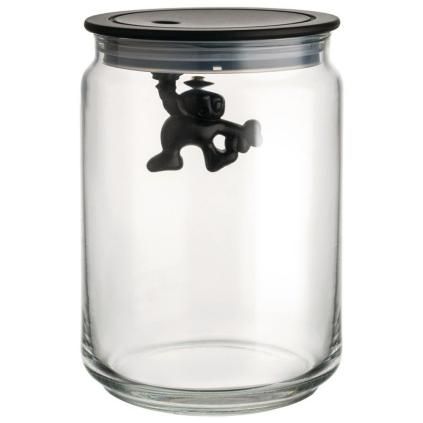 Kuhinjska posuda za pohranu GIANNI, 900 ml, crni poklopac, staklo, Alessi