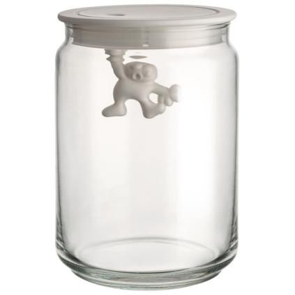 Kuhinjska posuda za pohranu GIANNI, 900 ml, bijeli poklopac, staklo, Alessi