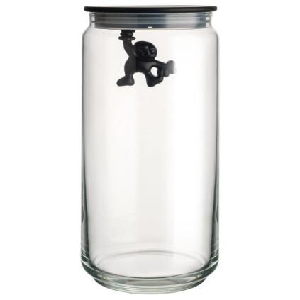 Kuhinjska posuda za pohranu GIANNI, 1,4 l, crni poklopac, staklo, Alessi