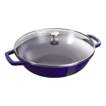 Wok, 30 cm, sa staklenim poklopcem, tamnoplava, Staub