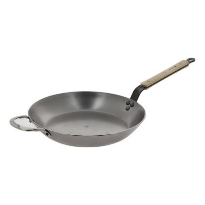 Tava za prženje MINERAL B, 32 cm, drvena ručka, de Buyer