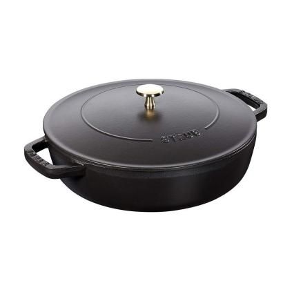 Casserole lonac, 28 cm, samozatvarajući poklopac, crna, lijevano željezo, Staub