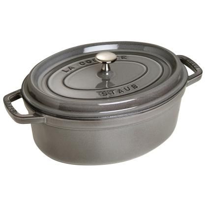 Casserole lonac V, 8 l, ovalna, grafitno siva, lijevano željezo, Staub