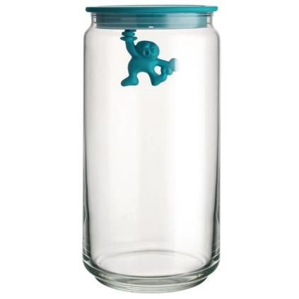Kuhinjska posuda za pohranu GIANNI, 1,4 l, plavi poklopac, staklo, Alessi
