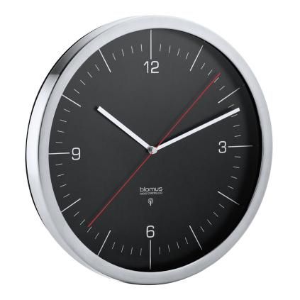Radio kontroliran zidni sat RONO, ⌀ 24 cm, crna, Blomus