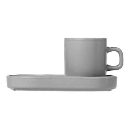 Šalica za espresso sa tanjurićem PILAR, set od 2 kom, svijetlo siva, Blomus