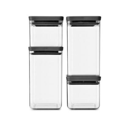 Posuda za čuvanje hrane TASTY PLUS, set od 4 kom, tamno siva, plastika, Brabantia