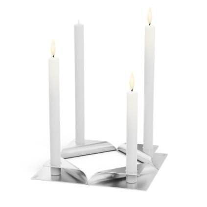 Svjećnjak za svijeće za večeru SQUARE CANDLE, set od 4 kom, nehrđajući čelik, Höfats