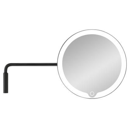 Ogledalo za šminku MODO LED, za zid, 5-struko povećanje, crna, Blomus