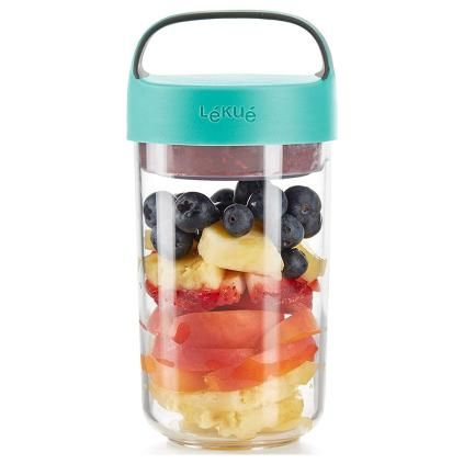 Staklenka za užinu JAR TO GO, 600 ml, tirkizna, Lékué