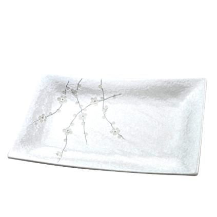 Oval za posluživanje WHITE BLOSSOM, 33 x 19 cm, MIJ
