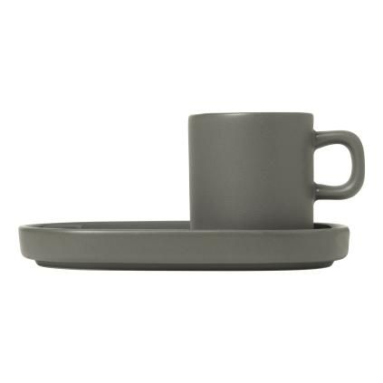 Šalica za espresso s tanjurićem PILAR, set od 2 kom, 50 ml, tamno siva, Blomus