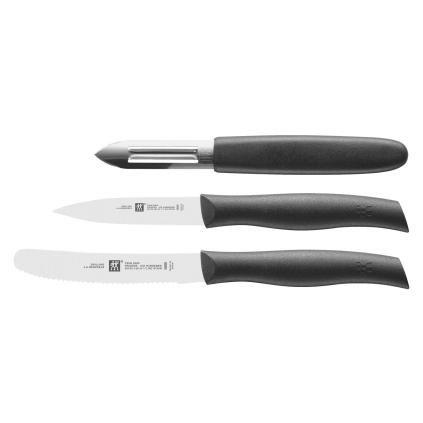 Komplet noževa TWIN GRIP, s guljačem, set od 3 kom, crna, ZWILLING