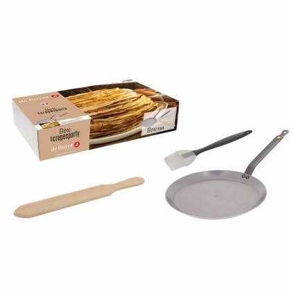 Tava za palačinke crepe MINERAL B, 26 cm, s kutlačom i četkom, de Buyer