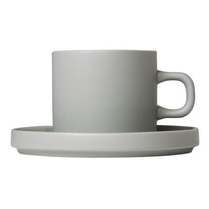 Šalica za kavu s tanjurićem PILAR, 200 ml, svijetlo siva, Blomus