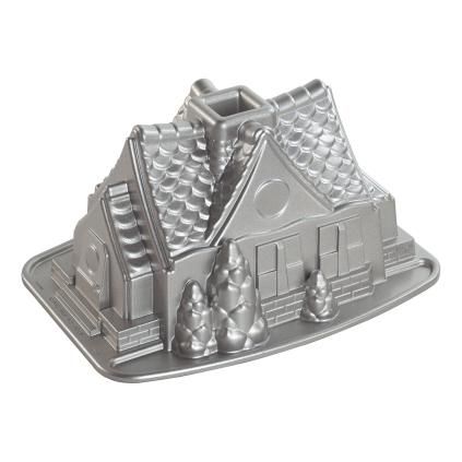 Kalup za kuglof GINGERBREAD HOUSE, srebrna, Nordic Ware