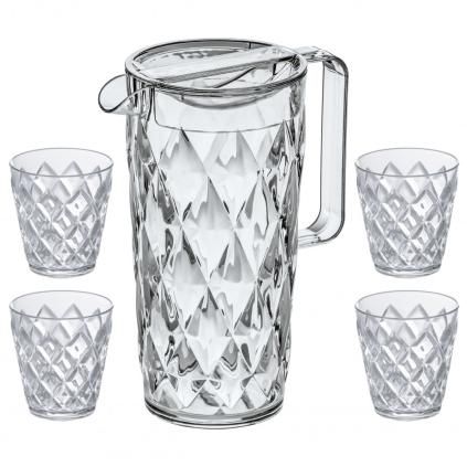 Vrč za vodu i čaše za vodu CRYSTAL u setu, 4 kom, 250 ml/ 1,6 l, Koziol