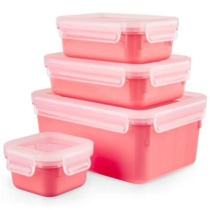 Kuhinjska posuda za pohranu MASTER SEAL COLOUR EDITION N1030910 , set od 4 kom, koraljno crvena, plastika, Tefal