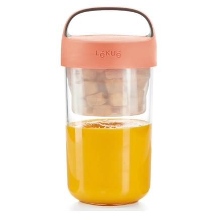Staklenka za užinu JAR TO GO, 600 ml, koraljna, Lékué