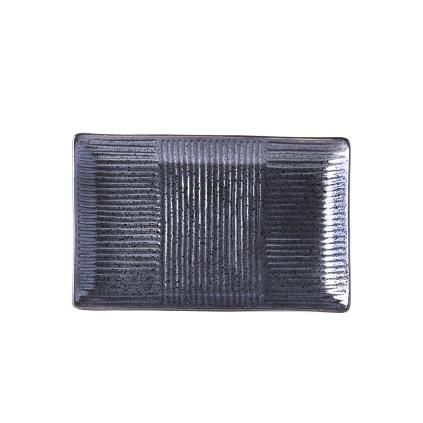 Tanjur za sushi i sashimi LINES, 21 x 13 cm, crni, MIJ