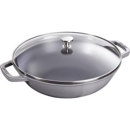 Wok, 30 cm, sa staklenim poklopcem, grafitno siva, Staub