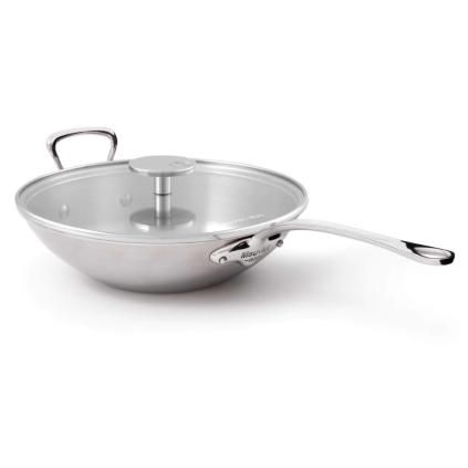 Wok M'COOK, 32 cm, nehrđajući čelik, sa staklenim poklopcem, Mauviel