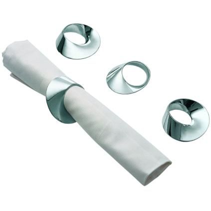 Prsten za salvete SWIRL, set od 4 kom, srebrna, Philippi