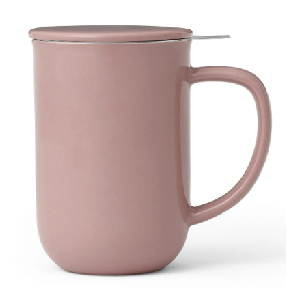 Šalica za čaj s infuzorom MINIMA, 500 ml, s poklopcem, roza, porculan, Viva Scandinavia
