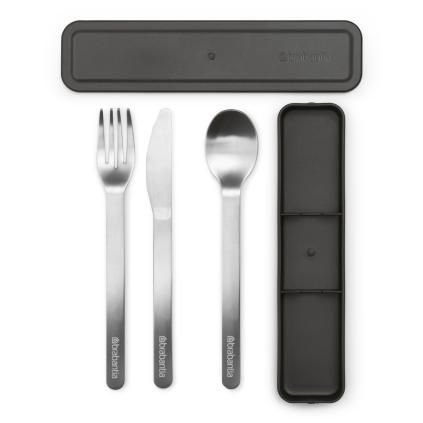 Set pribora za jelo za ponijeti MAKE & TAKE, 3 kom, tamno siva, Brabantia