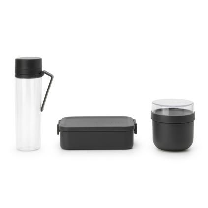 Set kutija za užinu, staklenka za užinu i boca za vodu, MAKE & TAKE, tamno siva, Brabantia