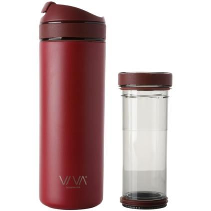 Putna šalica RECHARGE ANYTIME 460 ml, sa infuzorom za čaj, boja maline, Viva Scandinavia