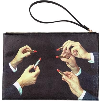 Toaletna torbica TOILETPAPER LIPSTICKS 28 x 20 cm, crna, Seletti