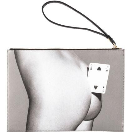 Toaletna torbica TOILETPAPER TWO OF SPADES, 28 x 20 cm, siva, Seletti