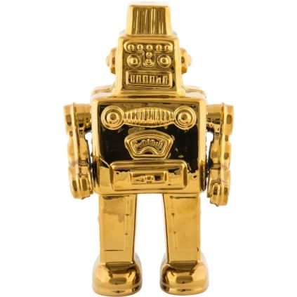 Kućni ukras MEMORABILIA MY ROBOT, 30 cm, zlatna, porculan, Seletti