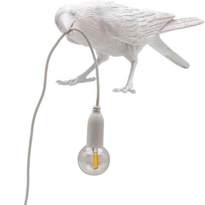 Stolna lampa BIRD PLAYING, 33 cm, bijela, Seletti