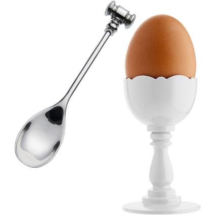 Šalica za jaje sa žlicom DRESSED, 16 cm, bijela, Alessi